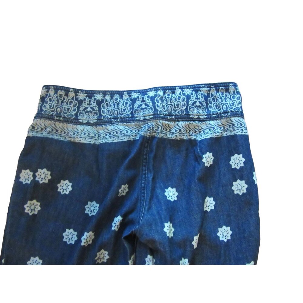We the Free, Free People Journey Wide Flare Boho Blue Floral Jeans in Size 26 - Picture 7 of 7
